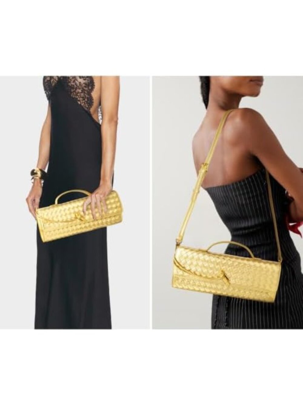 Chic Woven Leather Clutch for Women | Stylish Crossbody Evening Bag | Vegan - Picture 2 of 7
